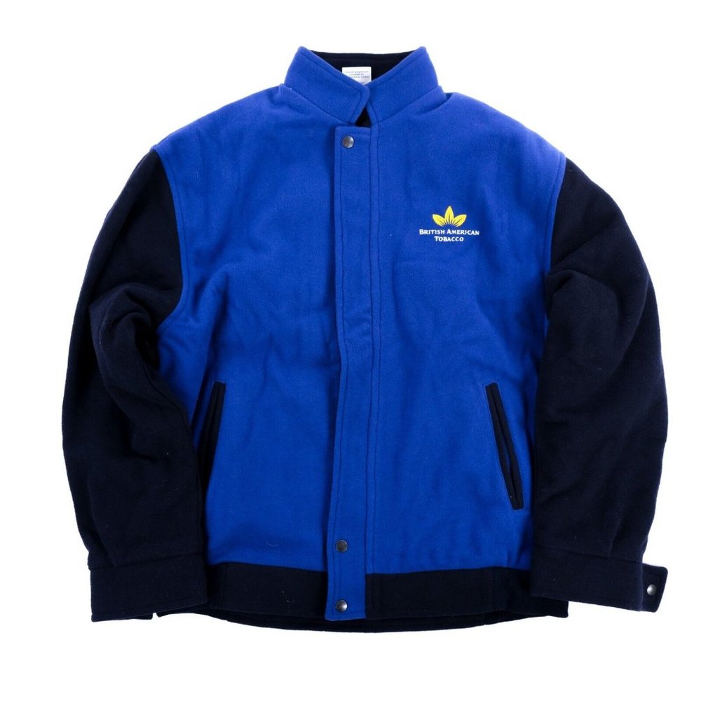 VTG Wool Blend Bomber Jacket British American Tobacco Sz Med Navy Cigarettes